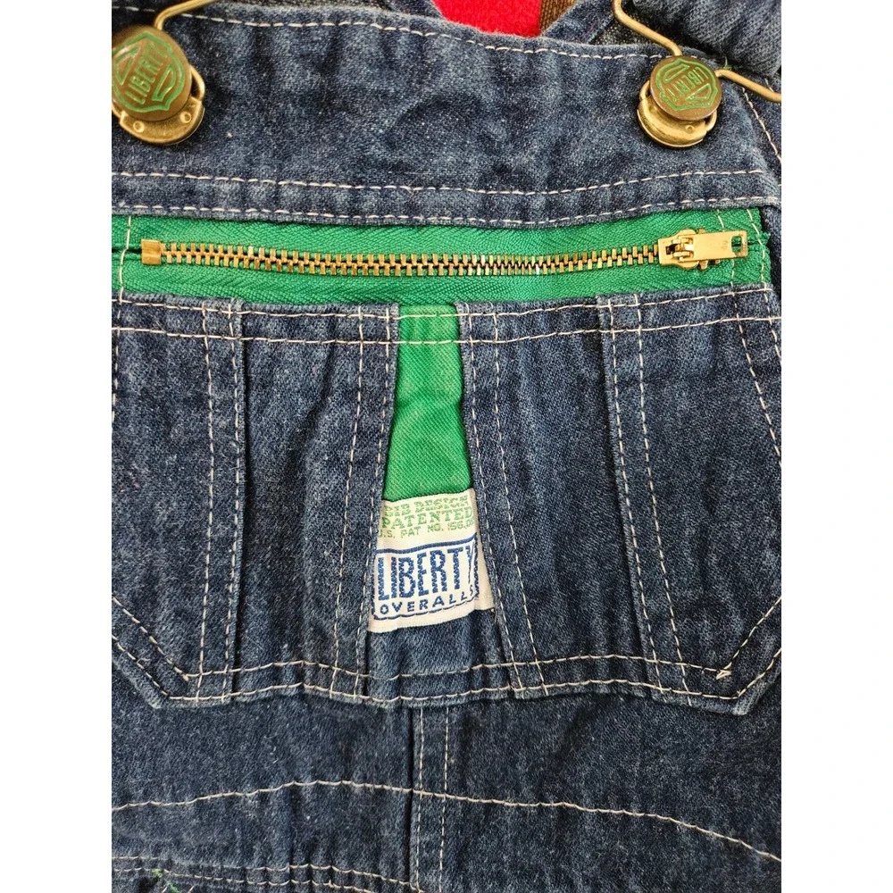 VTG Liberty Youth Denim Overalls Size 12 R Farm Workwear Blue Made in USA